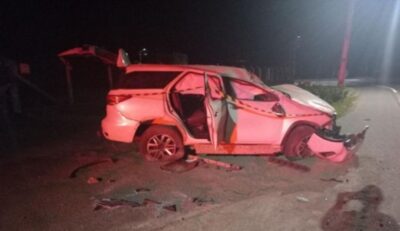 Veículo furtado capota na BR-470, no Vale do Itajaí, e motorista foge após acidente