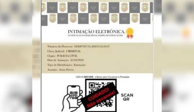 Criminosos usam nome da Polícia Civil de SC em falsas intimações com QR Code