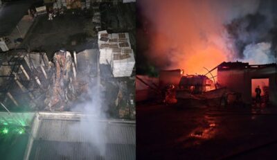 Incêndio mobiliza bombeiros de três cidades e consome estrutura em Timbó