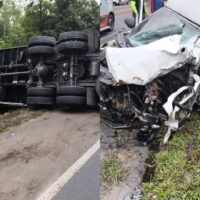 Homem fica gravemente ferido após acidente com carreta na BR-470, no Alto Vale