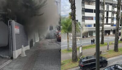 VÍDEO – Incêndio atinge edifício no Centro de Blumenau