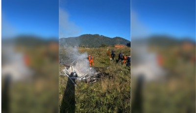 Pessoa morre após queda helicóptero em Pomerode