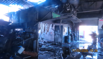 Oficina mecânica é atingida por incêndio no bairro Velha Central