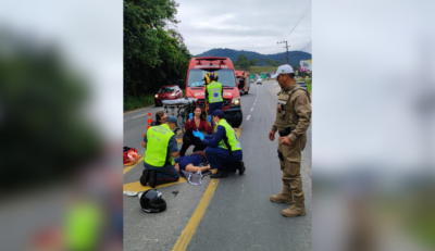 Motociclista fica ferido após queda na rodovia Ivo Silveira, em Gaspar